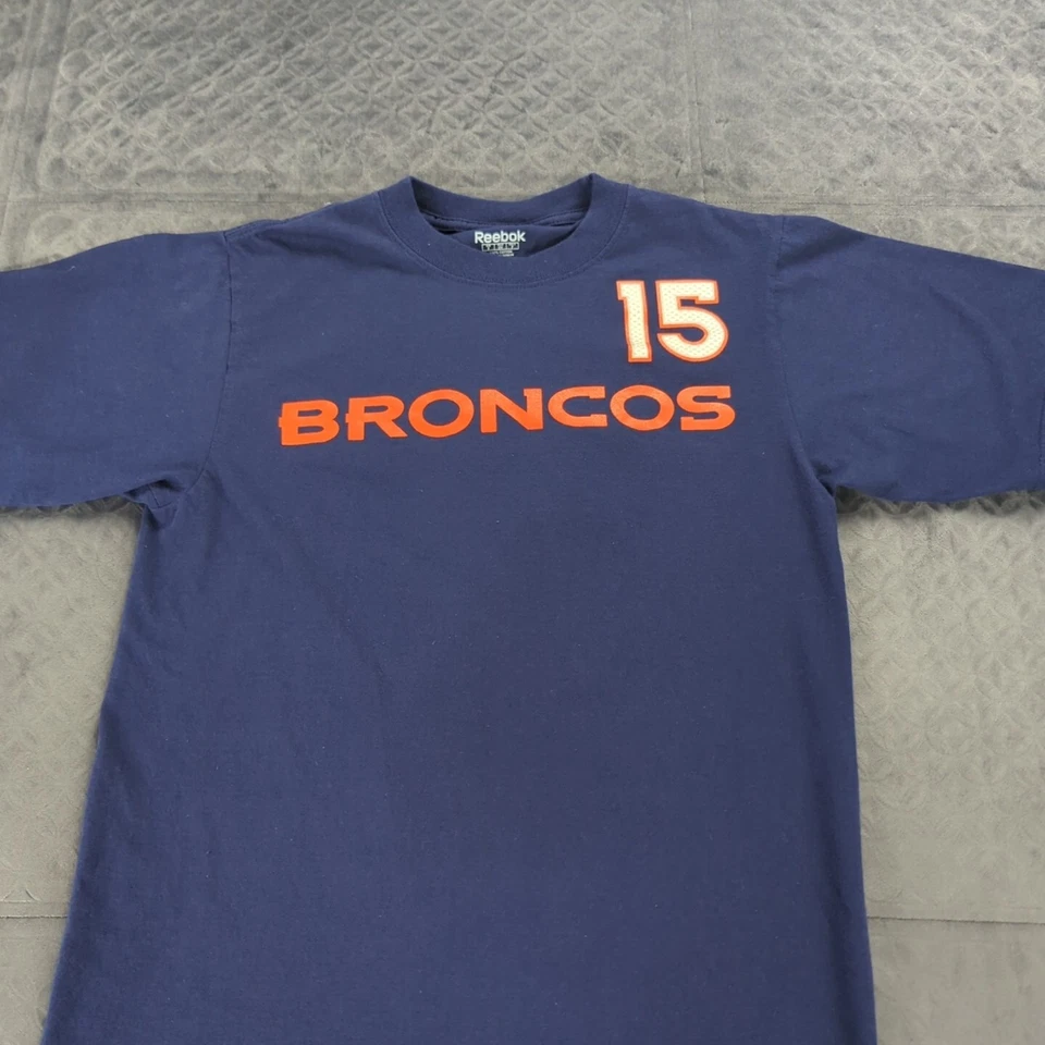 Camisa Tim Tebow de los Denver Broncos Reebok Vintage Manga Corta Azul Mujer Pequeña Foto 3 de 4