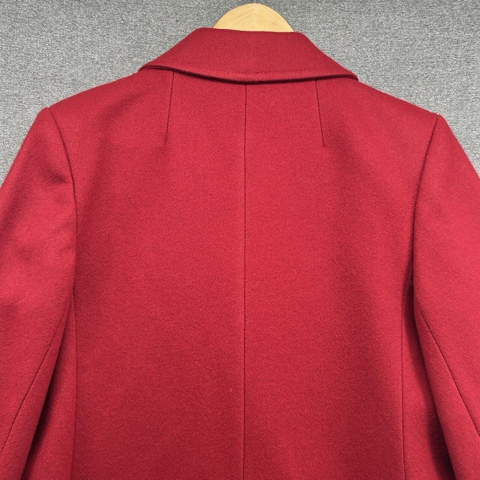 Vintage Red Wool Blend Double Breasted Long Coat Women's Large NEW Made