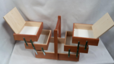 Cestino Da Cucito In Legno A 3 Piani - Porta Lavoro Pratico E Robusto