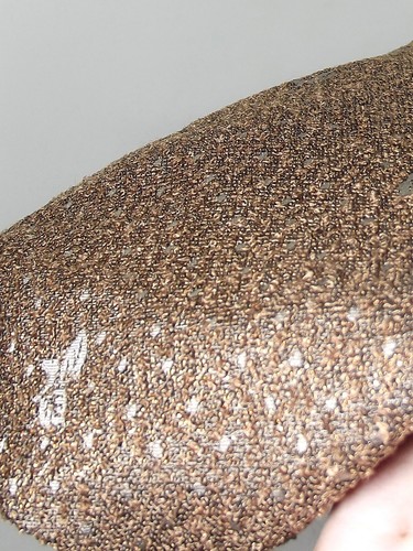 Gonna Ginocchio Marrone Svasata Vita Alta Glitterata M L Medium Large Ricamata - Foto 5 di 5