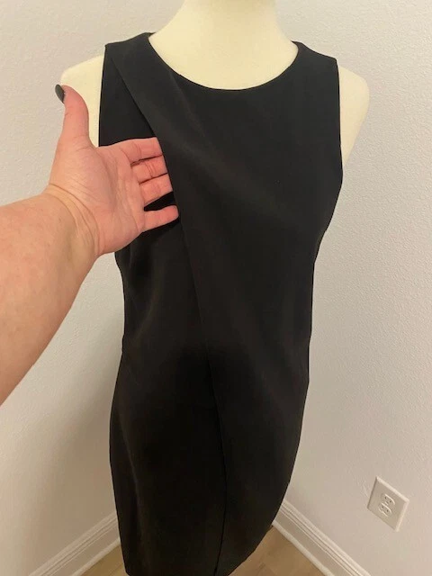 Vestido negro Halston Heritage. Sin mangas con falda envolvente sintética talla 8 Foto 2 de 4