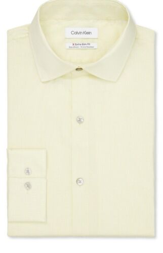 Calvin Klein Extreme Slim Fit Men's Dress Shirt Size Large Citron Yellow XL  - Picture 1 of 4
