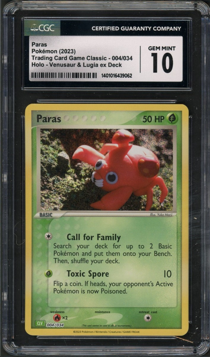 Pokemon CGC 10 Gem Mint TCG Classic Collection Holo Paras Pokemon CGC 10 Gem Mint TCG Classic Collection Holo Paras