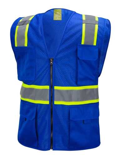 Blue Two Tones Safety Vest ,With Multi-Pocket Tool - product listing photo