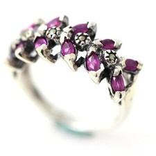 Ruby Marcasite Ring Silver 925