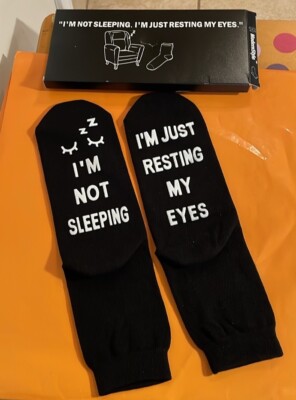 Funny Crew Socks Not Sleeping Nonslip Sole Unisex One Size New In Box Orig $15