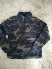 Victoria’s Secret Pink Camo Half Zip Sherpa Pullover Vintage  L   NEW