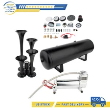 4 Trumpets 3 Gallon Air Tank Horn 150db 12V 200PSI For Truck Car Semi System new