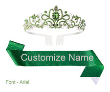 Silver Tiara w/ Green Crystal Rhinestones