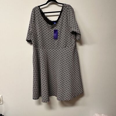 Urban Affair Geometric Ladies Swing Dress Babydoll Black and White Size 3X 