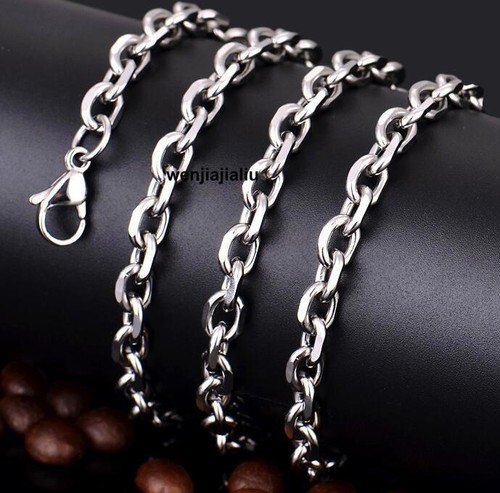 2,5-10 mm breit, 18"-36" Herren Edelstahl Rolo Glieder Halskette Kette Silber - Bild 4 von 7