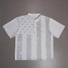 Obnoxious Golf Men's White Ghost Flag Performance Stretch Polo American Size 3XL