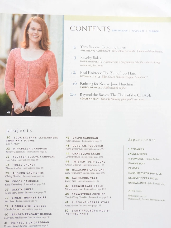 Interweave Knits magazine Spring 2008  - 24 Spring Knits Lace Linen Finishing + - Image 2 of 2