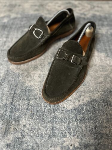 Ralph Lauren Italy Olive Green Suede buckle loafer 11