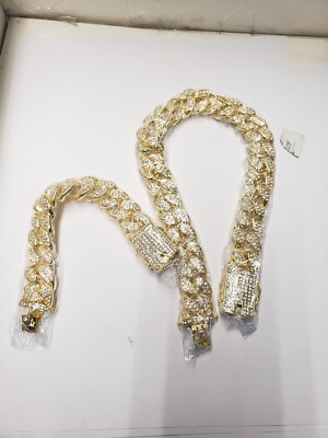Iceclique 24K Plated Cuban Chain Cuban Bracelet Bundle Set