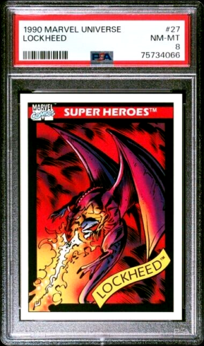 PSA 8 NM- MINT 1990 Impel Marvel Universe Super Heroes Lockheed #27 Card - Picture 1 of 2
