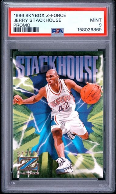 1996 SKYBOX Z-FORCE JERRY STACKHOUSE PROMO PSA MINT 9 158026869 (POPULATION 1)