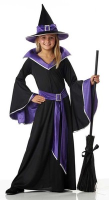 Glamour Girls Witch Costume Dress Collar Sash Buckle Hat Halloween 00275