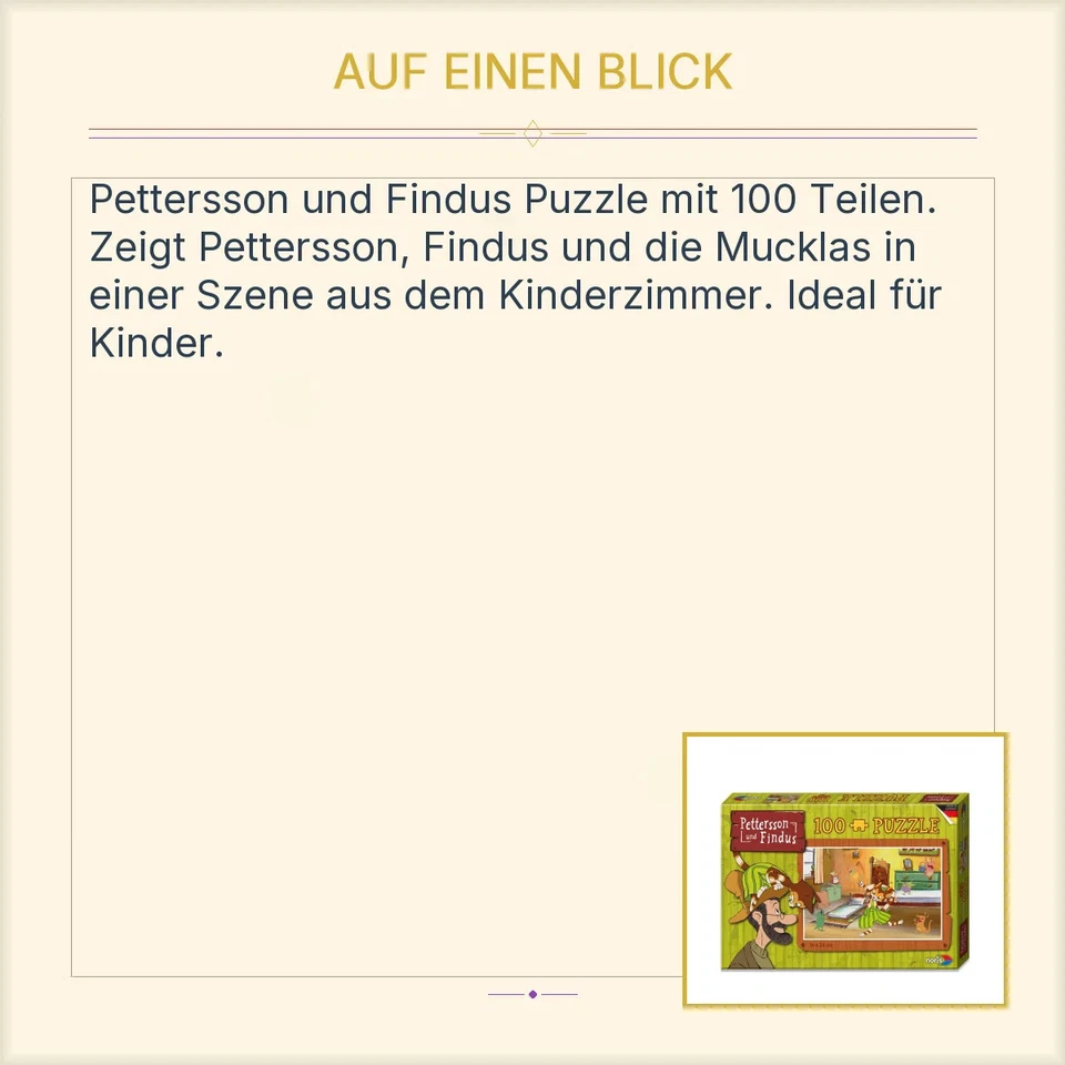 Noris 606031350 – PETTERSSON Findus cameretta Puzzle, 100 Pezzi - Immagine 2 di 3