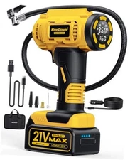 Cordless Tire Inflator Portable Air Compressor, 160PSI Car Tire Air Yellow