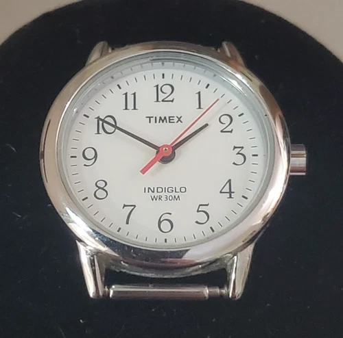 Timex Indiglo Watch Women's Vintage Analog Quartz Silver Tone Water Resist 25 mm