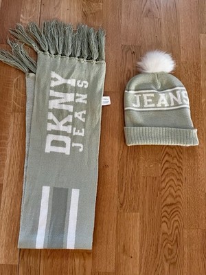 DKNY Jeans Mütze+ Schal Lindgrün NEU