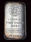 Vintage Engelhard 1 oz .999 Fine Silver Bar Serial Number Prefix PV 26269 TONED