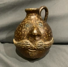 KOVACK Mini FACE JUG Southern FOLK ART Pottery c2007  3-1/4" x 3"