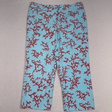 J McLaughlin Pants Women s 12 Cropped Straight Coral Print Beach Vacation Resort