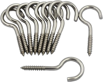 10 Pcs 2-1/2 Inch 304 Stainless Steel Open Eye Hooks, Heavy Duty Screw in Hooks