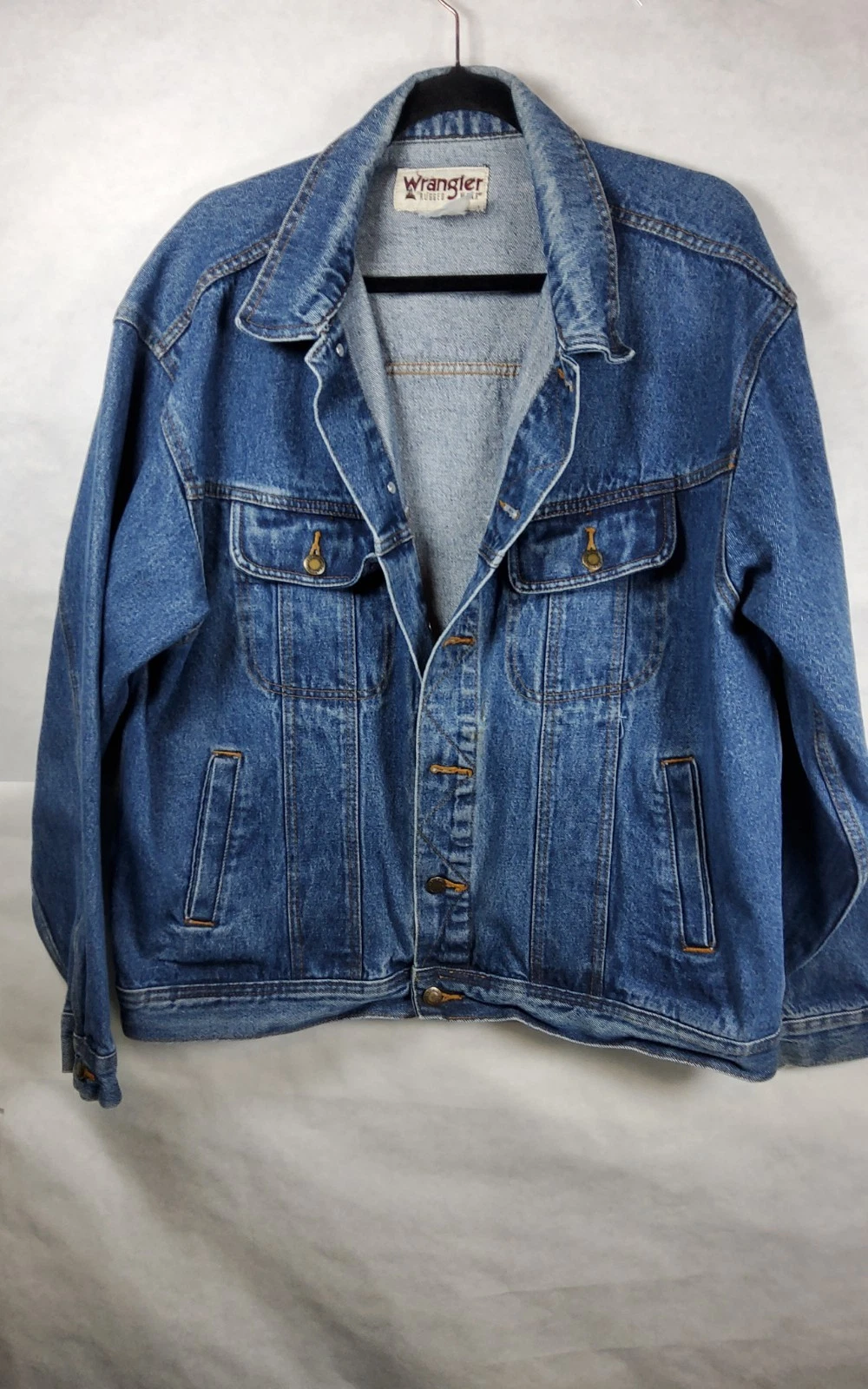 Wrangler Vintage 90s Rugged WearDenim Jacket Size XL Blue Trucker Workwear