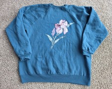 Vintage 90s Hanes Her Way Sweatshirt Floral Pullover Grandma USA Cottagecore