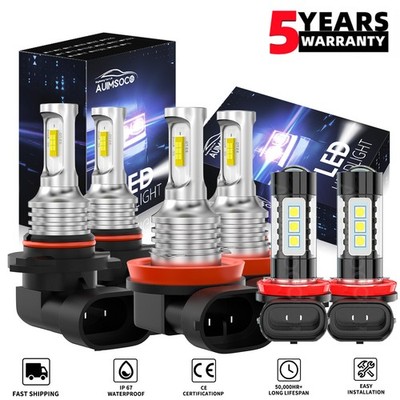 For Chrysler Pacifica 2017-2020 3-Pair White LED Headlight Hi/Lo+Fog Light KIT