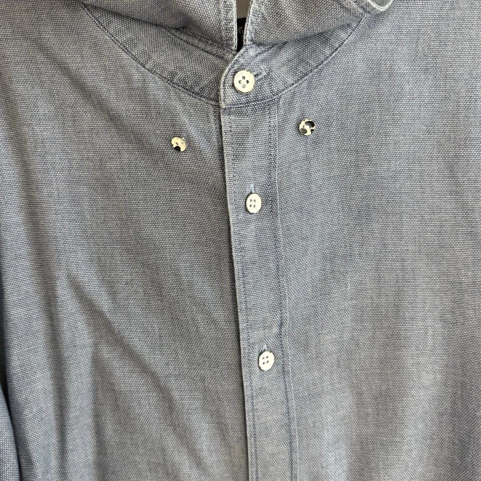 Rag & Bone Shirt Men 2XL Slim Fit 2 Blue Chambray Button Down Collared Preppy - Image 4 of 4