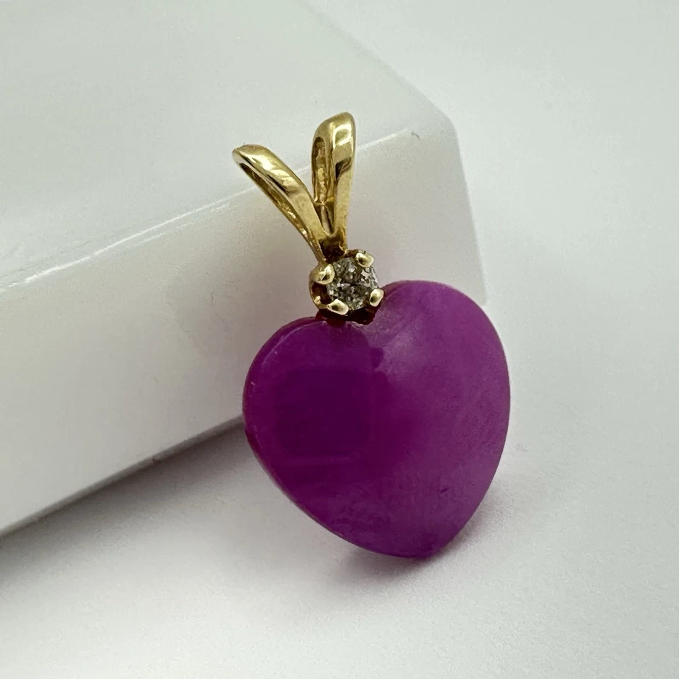 Colgante con dije de fianza dividida corazón rubí diamante oro amarillo 14k estrella rubí Foto 2 de 4