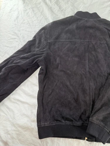 Bally Men's Navy Goat Suede Bomber Jacket IT 50 US 40 Made in Italy AS IS image 5