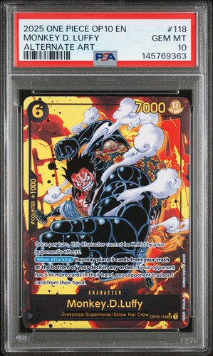 2025 ONE PIECE OP10-ROYAL BLOOD ALTERNATE ART #118 MONKEY D. LUFFY PSA 10
