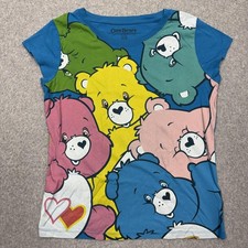 Care Bears Shirt Girls 14-16 Multicolor Allover Graphic Cartoon Tee Top