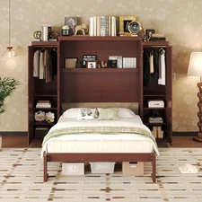 Full Size Murphy Bed (2 Wardrobes, Storage Shelf, Foldable, Guest/Bedroom)