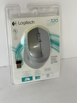 Logitech M320 Wireless Mouse Gray Yellow - Brand New Sealed Curved Ergonomic