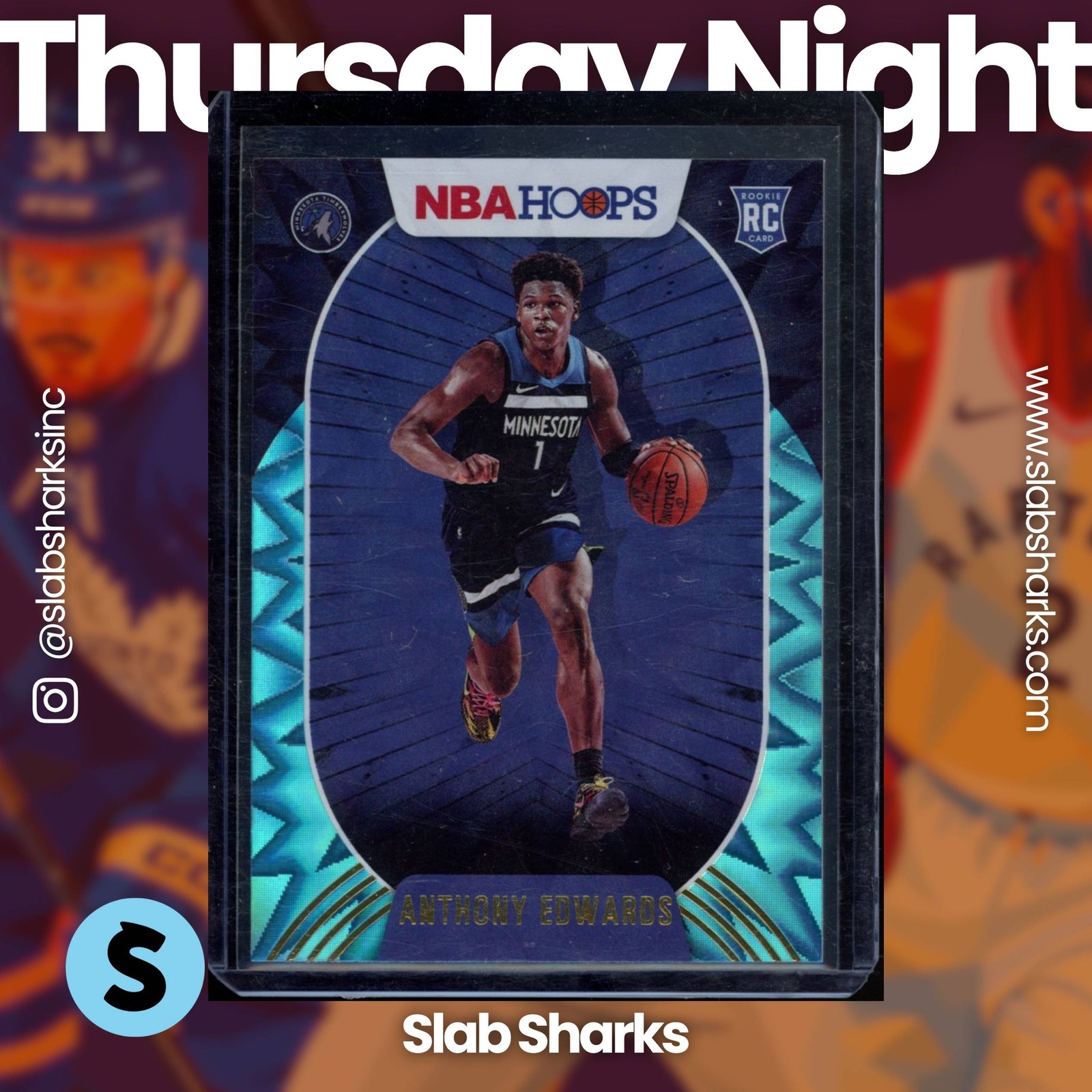 2020 PANINI HOOPS #216 ANTHONY EDWARDS TEAL EXPLOSION RC ROOKIE