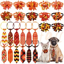24 PCS Fall Dog Collar Bow Tie Adjustable Autumn Thanksgiving Pet Necktie