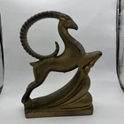 1989 Royal Haeger Pottery Leaping Gazelle Rare Blue Art Deco 19" Tall