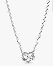 New Pandora Sparkling Infinity Heart Collier Necklace Sterling silver 392666C01