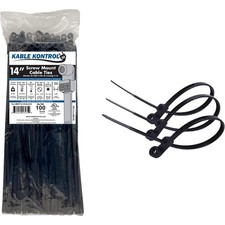 Kable Kontrol 14" Black Zip Ties with Screw Hole 100 Pcs 120Lbs Tensile Self-Loc