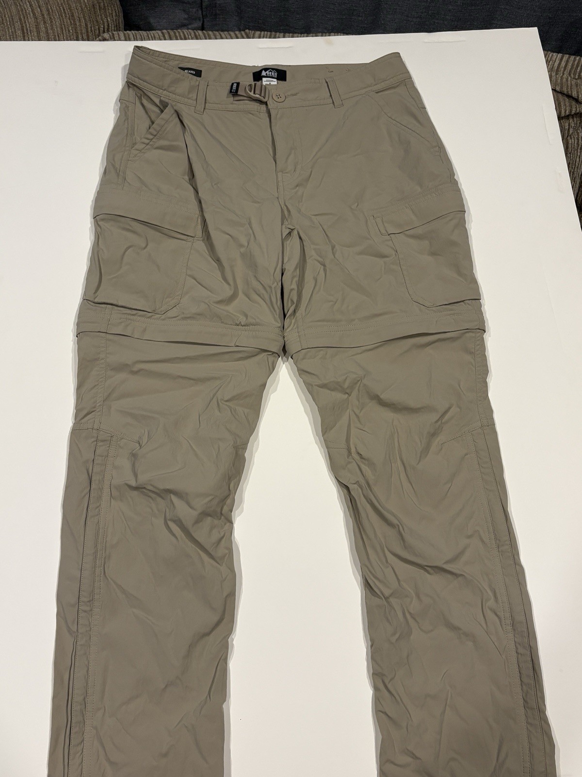 REI Co-Op Sahara Convertible Pants Women's Sz 8 Tan Relaxed Stretch UPF Hiking