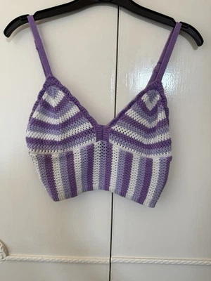 H&M Divided Lilac Crochet Crop Top Size XS - Image 1 of 4
