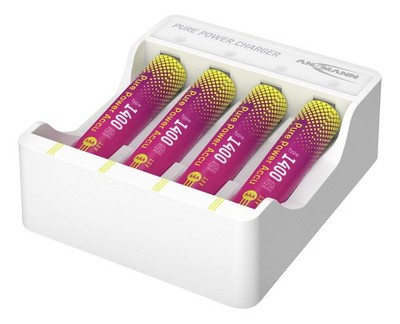 ANSMANN Pure Power Set 4× Micro AAA Akkus und Ladegerät Ansmann, 1250 mAh, Weiß/
