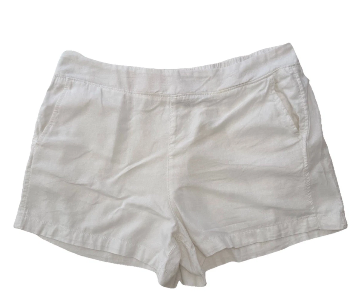 GAP Linen Blend Pull On Shorts Size XL White Coastal Resort Wear Beach
