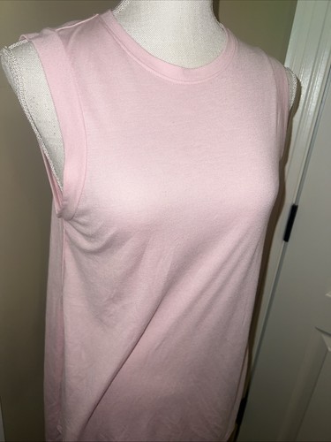 Women’s Athletic Tank Top High Neck Side Slits Light Pink Size Small 4/6 - Picture 2 of 8